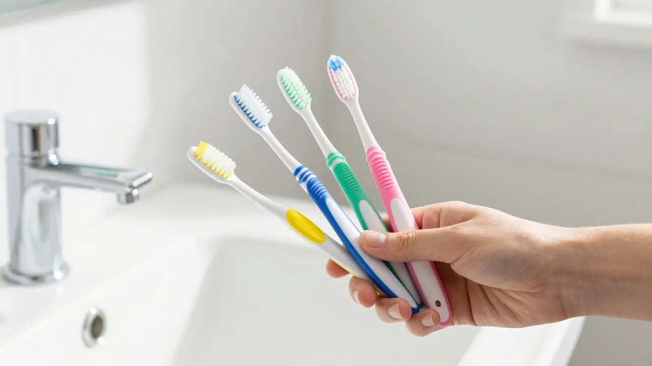Sada pomůcek pro dentální hygienu včetně interdentálních kartáčků.