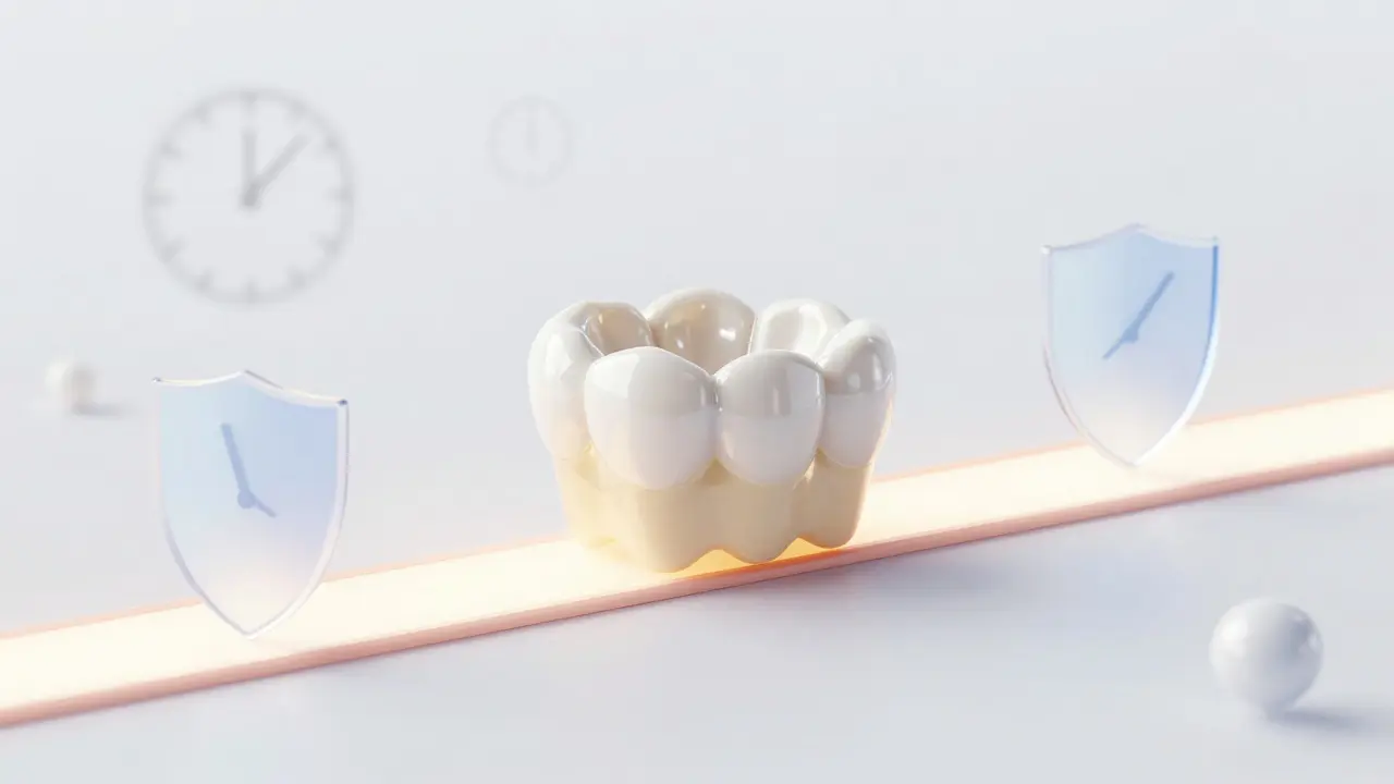 Abstraktní ilustrace dlouhodobé péče o zubní implantáty
