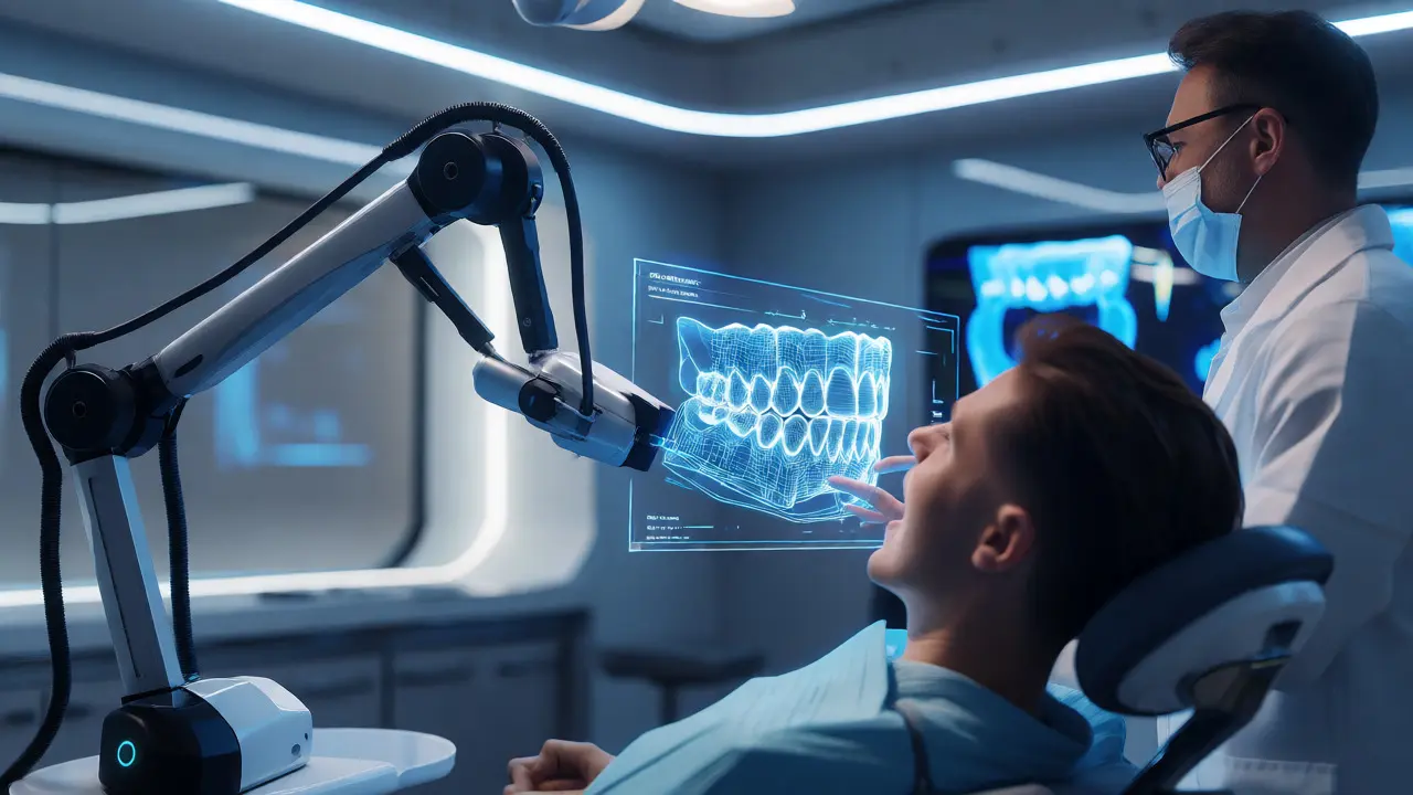 Digitální vizualizace 3D skenování zubů a holografického plánu léčby